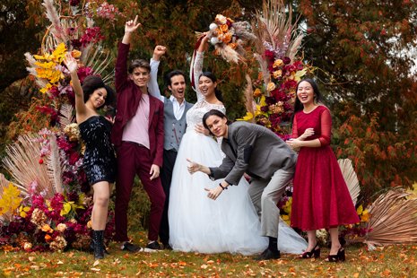 Full Shot People Posing Wedding