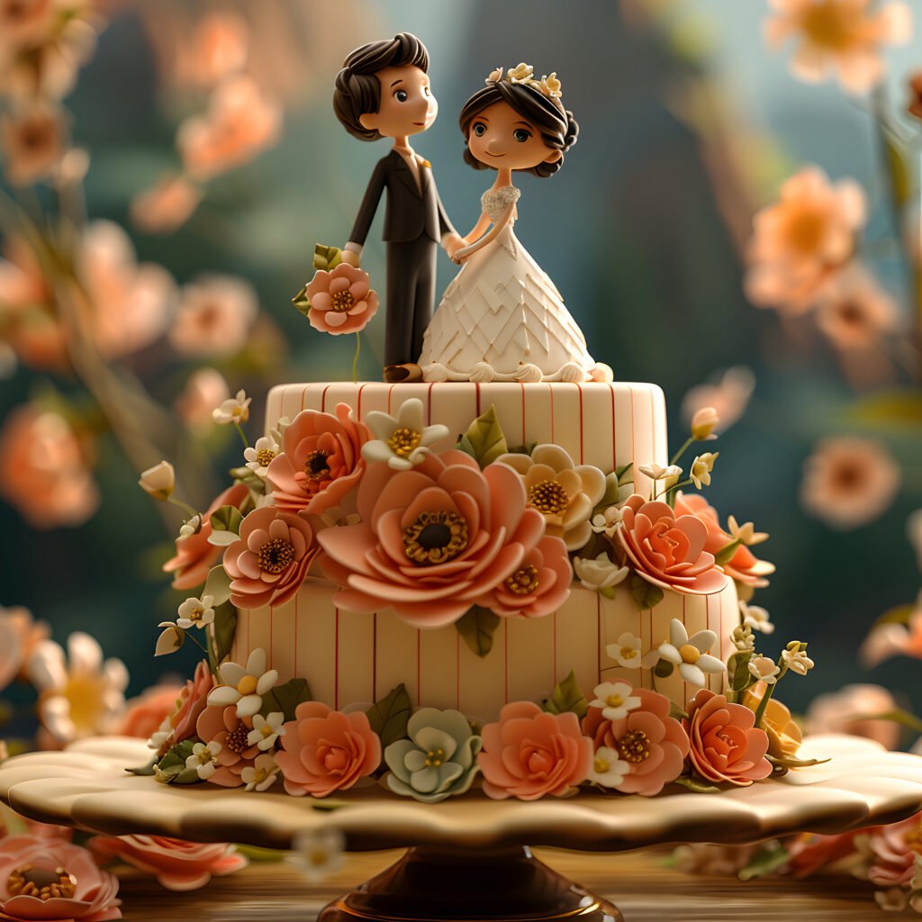 View 3d Wedding Cake With Decorations Ornaments 1024x1024